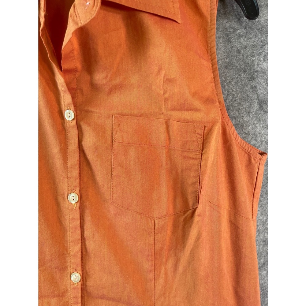 New York & Company City Stretch Orange Sleeveless Button Up Tunic Top XS - Picture 3 of 9